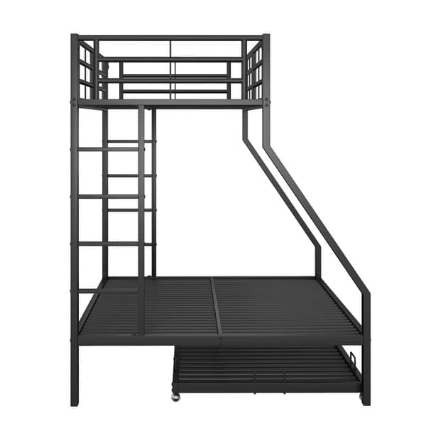 Våningssäng 90/140 x 200 cm med utdragbar säng 90 x 190 cm - metallram - svart