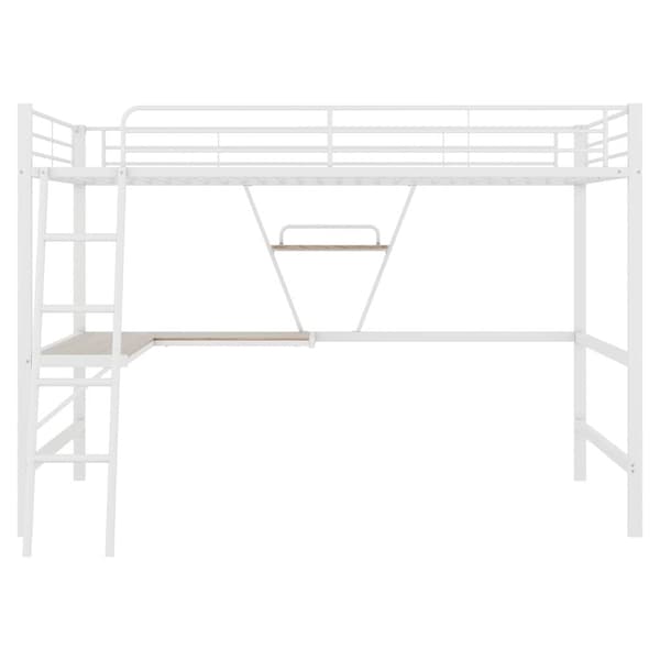 Iron Hems - 90 x 200 cm - med hjørne skrivebord og hylde - hvid