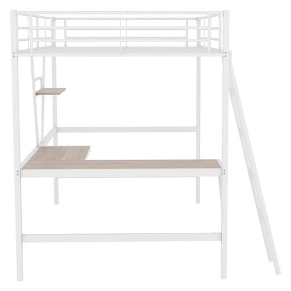 Iron Hems - 90 x 200 cm - med hjørne skrivebord og hylde - hvid