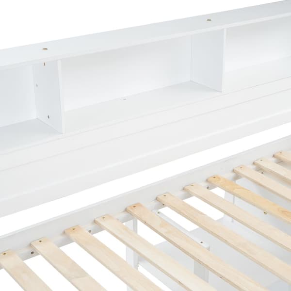 Parvisänky mäntypuusta ja MDF: stä - 90 x 200 cm - hyllyt yläpuolella, kirjoituspöytä ja vaatekaappi - valkoinen
