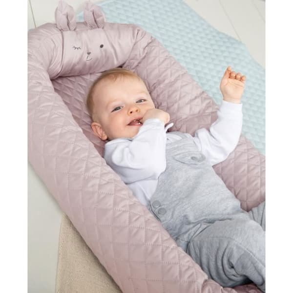 ROBA Mysig "roba Style" Baby Nest – Kanin Ansiktsmönster – Rosa
