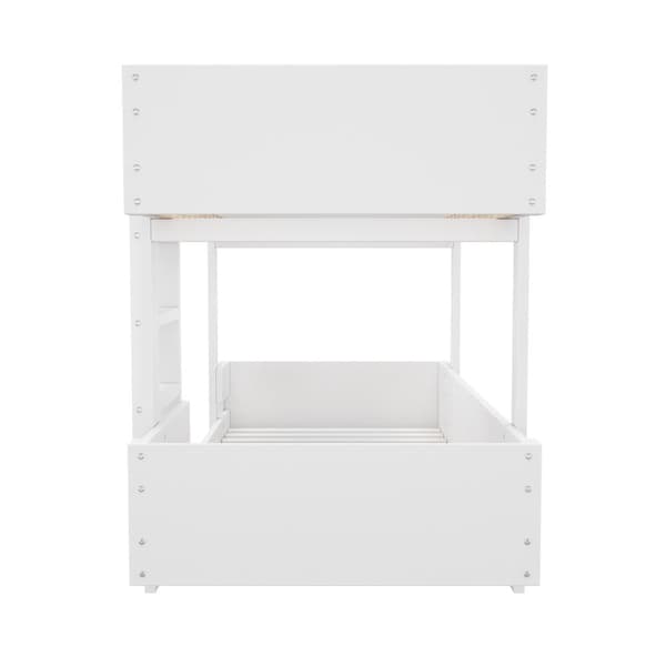 Våningssäng för barn 90x200 cm - med stege och räcke - enkel design - vit (utan madrass)
