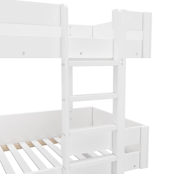 Våningssäng för barn 90x200 cm - med stege och räcke - enkel design - vit (utan madrass)