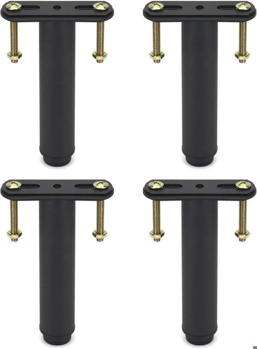 Sängfot - Sängben - för lamellbotten utan borrning - Set om 4 - Svart-Höjd: 18-33 cm-Justerbar-Metallic -med bultar