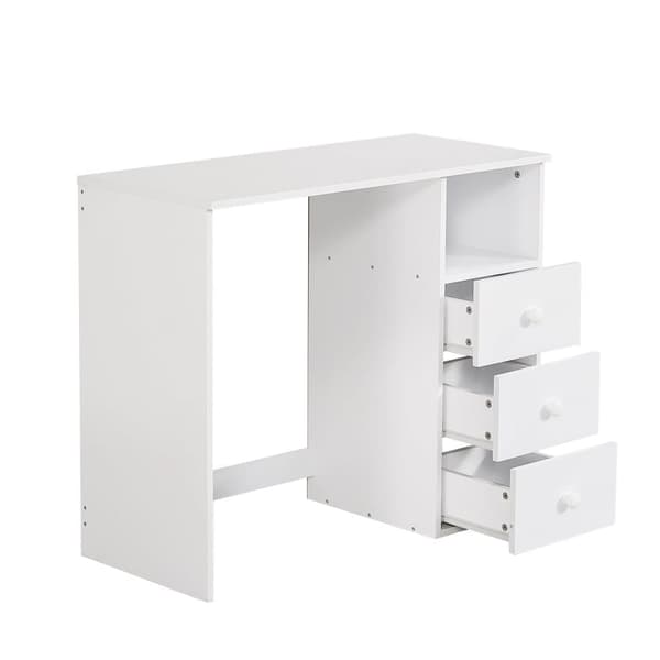 Loftseng i træ - 90 x 200 cm - med skrivebord, hylder og opbevaringstrappe - hvid