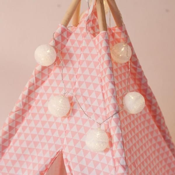 Tipi inredning barn - Övrigt - H160cm - Rosa - Massivt trä - Geometrisk tryck
