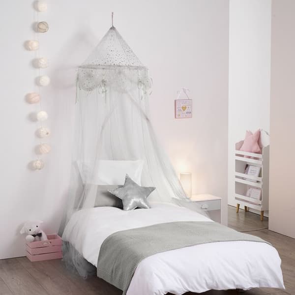 Barnsänghimmel - ATMOSPHERA - Prinsessa - Grå Silver - D. 60 cm - H. 250 cm