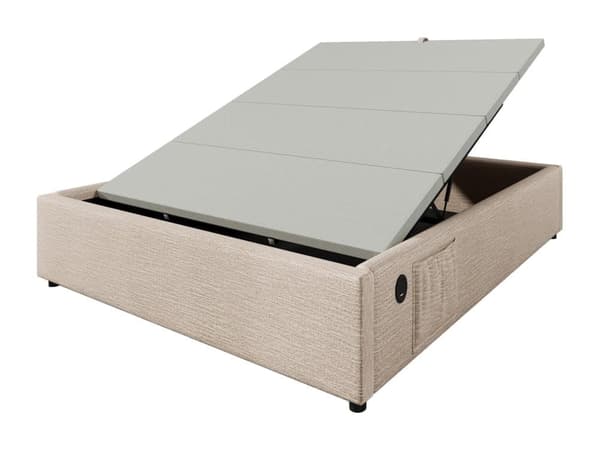 Polstret sovesofa 160×200cm - hørstof - med ladestik og elastisk bund - Beige