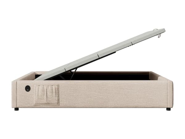 Polstret sovesofa 90×200cm - hørstof - med ladestik og elastisk bund - Beige