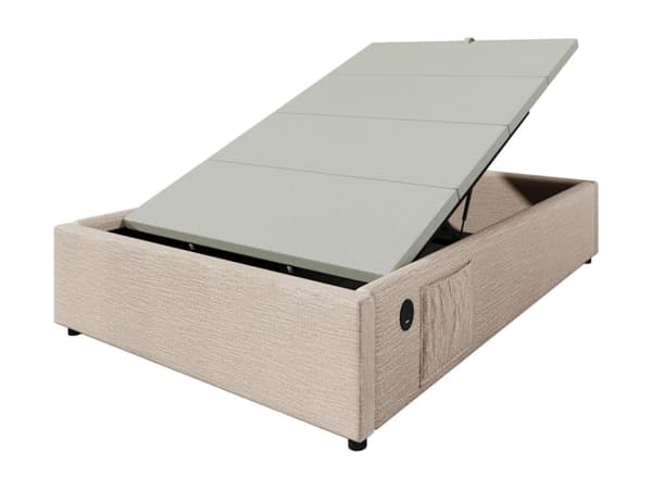 Pehmustettu vuodesohva 90×190cm - pellavakangas - latauspistorasialla ja sälepohjalla - Beige