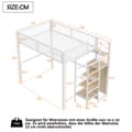 Miniatyrbillede 7 af 8: Hems til børn 140 x 200 cm med jernramme - med opbevaringsstige og garderobeskab - hvid