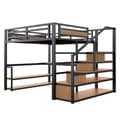 Miniatyrbillede 4 af 8: 140x200 cm Metal Hems - med Opbevaringsstige og Skrivebord - Sort