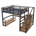 Miniatyrbillede 8 af 8: 140x200 cm Metal Hems - med Opbevaringsstige og Skrivebord - Sort