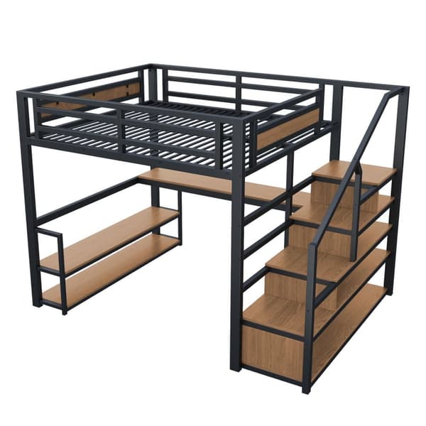 140x200 cm Metal Hems - med Opbevaringsstige og Skrivebord - Sort