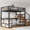 Miniatyrbillede 2 af 8: 140x200 cm Metal Hems - med Opbevaringsstige og Skrivebord - Sort