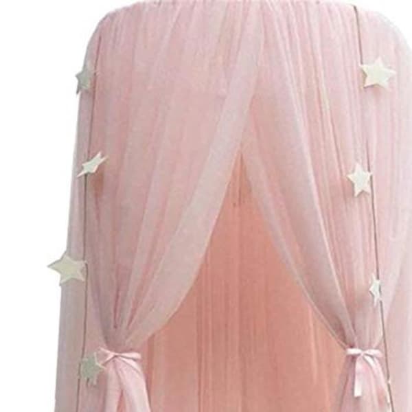 Princess Dream Bed Myggnät 7 Layer Mesh Klänning Tält Hängande Rosa Kupol 60*240cm