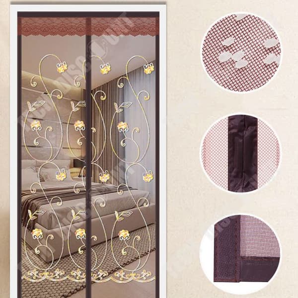 TD® Stansfri broderi mygggardin hem magnetisk sugpartition mesh mesh myggdörrgardin 130x200cm