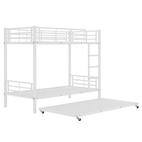 Våningssäng i smidesjärn 90 x 200 cm - med utdragbar säng 90 x 190 cm - vit