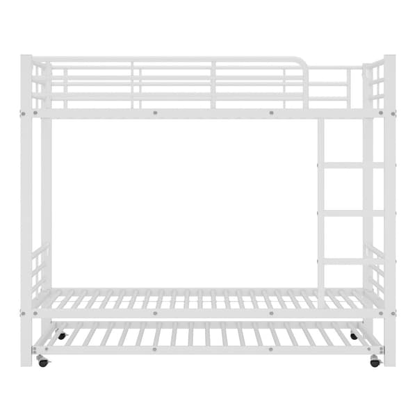 Våningssäng i smidesjärn 90 x 200 cm - med utdragbar säng 90 x 190 cm - vit
