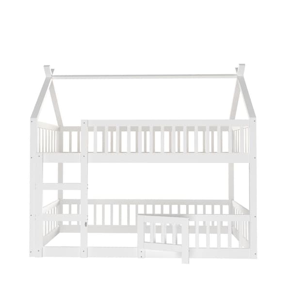 Våningssäng 90x200cm - massivt trä - med trappa - vit