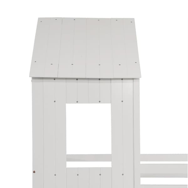 Køjeseng til børn med rutsjebane og stige - 90 x 200 cm + 140 x 200 cm - lavet af fyrretræ og MDF - hvid