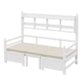 Miniatyrbild 10 av 11: Bäddsoffa 200x90 cm - 2 i 1 säng och skrivbord - med bokhylla - med sköna dynor - massivt trä - vit