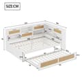 Miniatyrbillede 3 af 10: Sovesofa i massivt træ 140x200cm - Med udtræksseng - Med mange opbevaringsrum - Med skuffetilslutning - Hvid (uden madras)