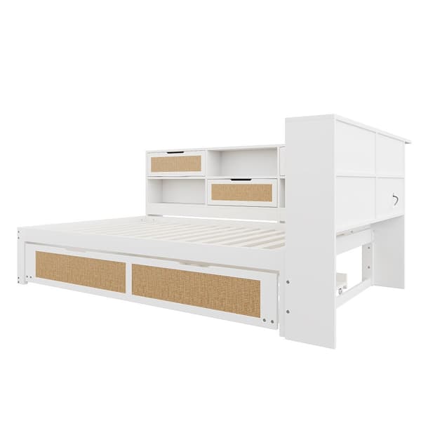 Sovesofa i massivt træ 140x200cm - Med udtræksseng - Med mange opbevaringsrum - Med skuffetilslutning - Hvid (uden madras)