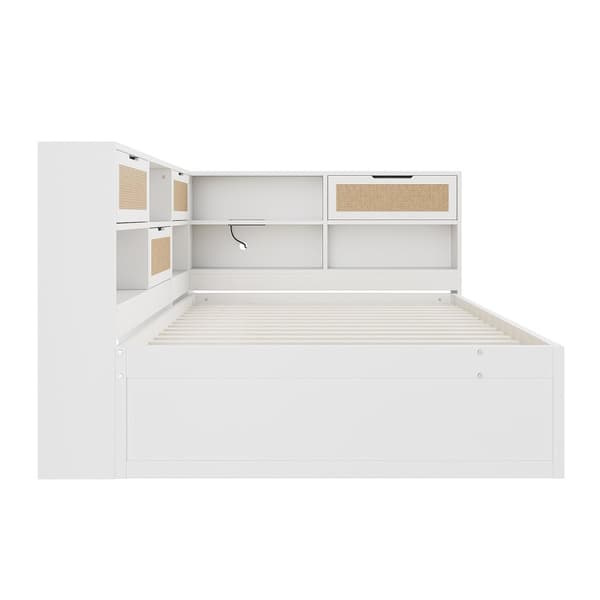 Sovesofa i massivt træ 140x200cm - Med udtræksseng - Med mange opbevaringsrum - Med skuffetilslutning - Hvid (uden madras)