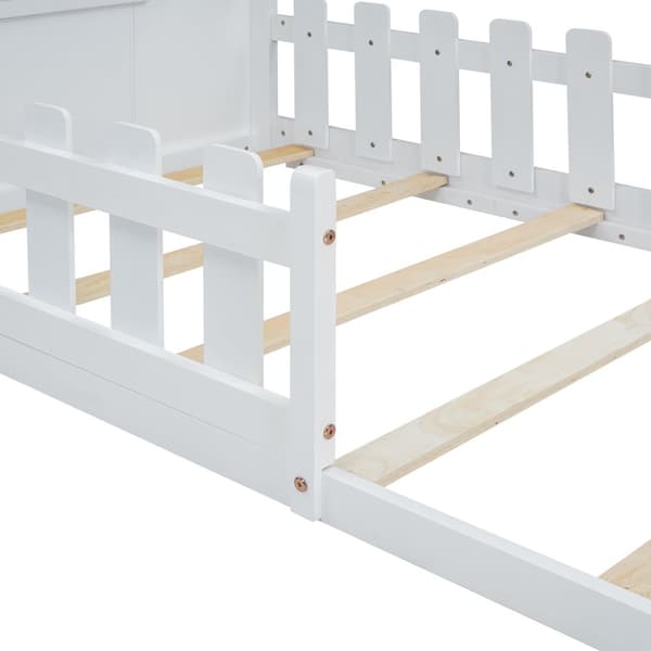 Loftsäng för barn 90x200 cm - i form av ett hus - tillverkad av furu och MDF - vit