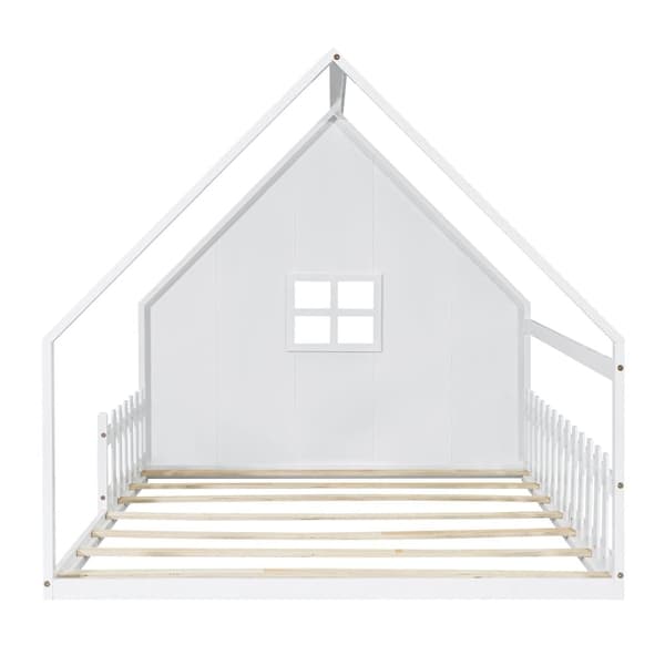 Hems til børn, 140 x 200 cm - Husform - Fyrretræ og MDF - Hvid