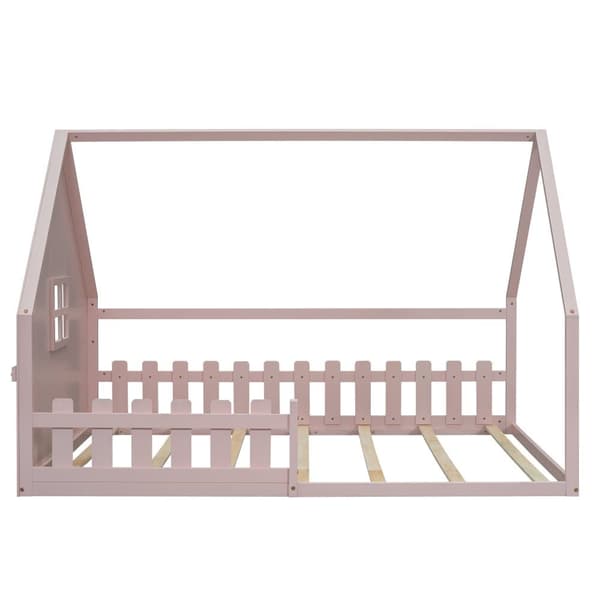 Hems til børn, 140 x 200 cm - Husform - Fyrretræ og MDF - Pink