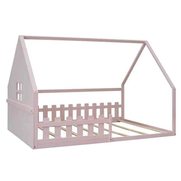 Hems til børn, 140 x 200 cm - Husform - Fyrretræ og MDF - Pink