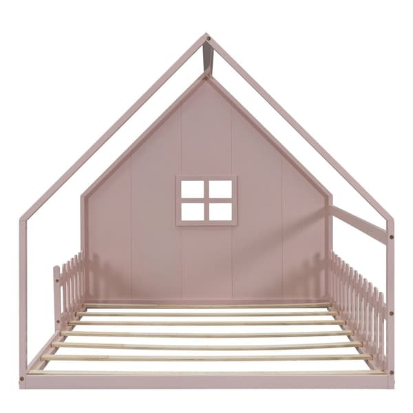 Hems til børn, 140 x 200 cm - Husform - Fyrretræ og MDF - Pink