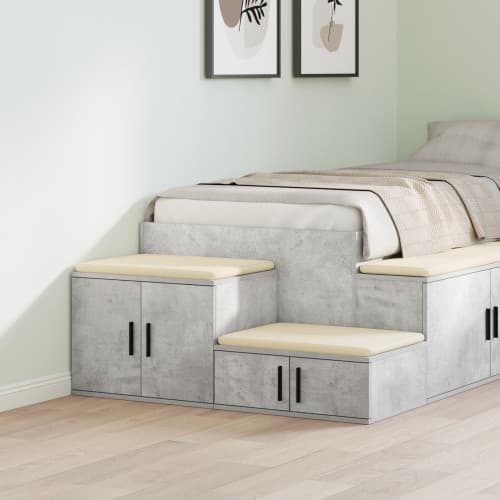 Förvaringsskåp betonggrå 118x41x40 cm konstruerat trä