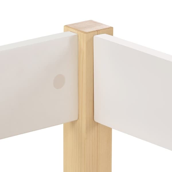 Loftsäng med säkerhetsräcke - massivt furuträ - 90 x 190 cm - vit