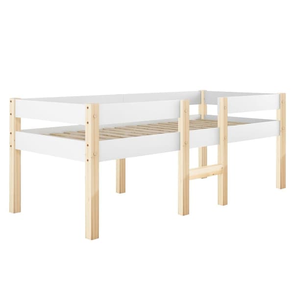 Loftsäng av massivt furuträ med lådor - 90 x 200 cm - Vit