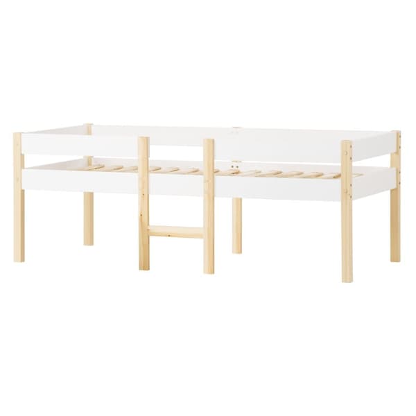 Loftsäng av massivt furuträ med lådor - 90 x 200 cm - Vit