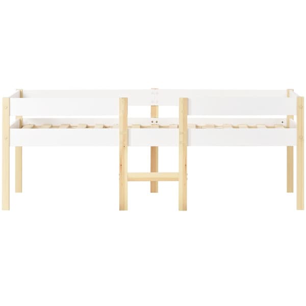 Loftsäng av massivt furuträ med lådor - 90 x 190 cm - Vit