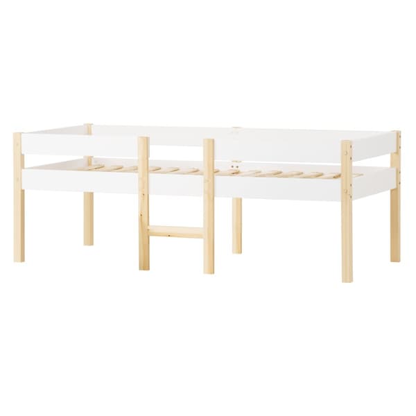 Loftsäng av massivt furuträ med lådor - 90 x 190 cm - Vit