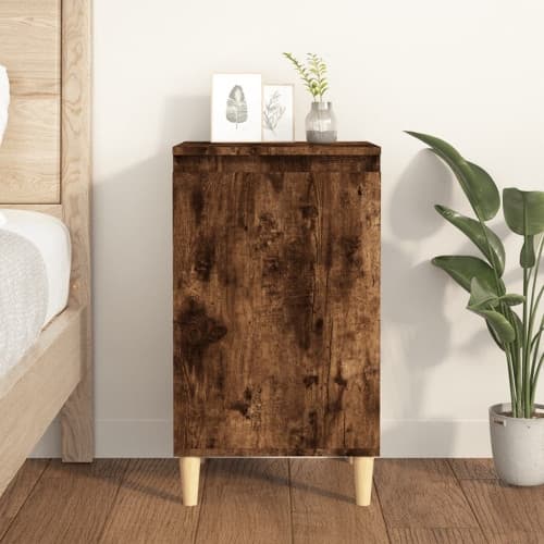 Sängbord rökfärgad ek 40x35x70 cm konstruerat trä
