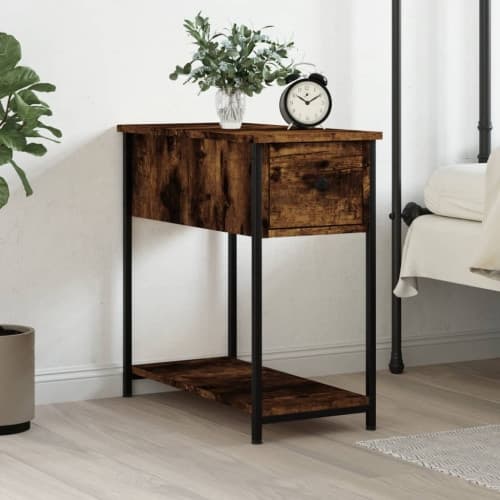 Sängbord rökfärgad ek 30x60x60 cm konstruerat trä