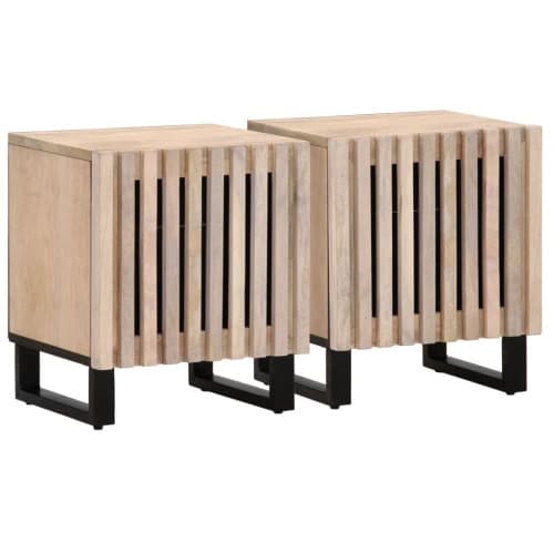 Sängbord 2 st 40x34x46 cm massivt blekt mangoträ