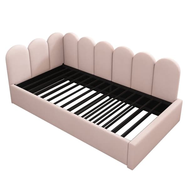 Sofaskammel 90x200 cm - med sovesofa 90x190 cm - Velour stof - Pink