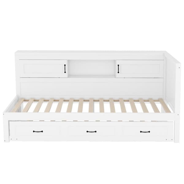 90x200cm Daybed med LED og fatning - med en 90x190cm udtræksseng - hvid