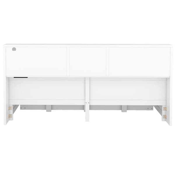 140x200cm Daybed med en 90x190cm udtræksseng - Sengeskab med opbevaringsrum, LED og fatning - Hvid