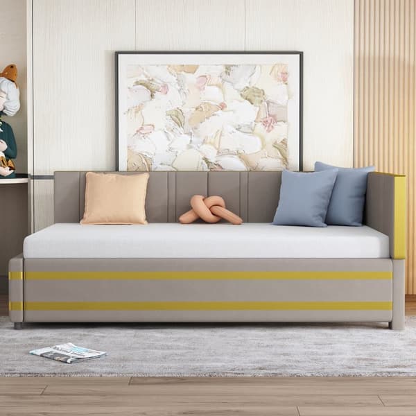 90 x 200 cm fløjl sovesofa - med lamelbund - grå (madras medfølger ikke)