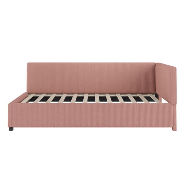 Klädd bäddsoffa i sammet 90x200cm - med lamellram - Rosa