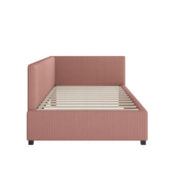 Klädd bäddsoffa i sammet 90x200cm - med lamellram - Rosa