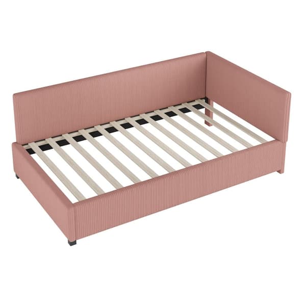 Klädd bäddsoffa i sammet 90x200cm - med lamellram - Rosa
